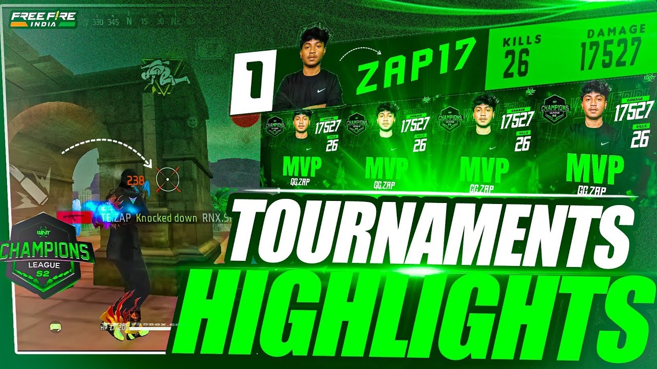 TOURNAMENT HIGHLIGHTS 🌊🏆 BY ZAP FF || MVP 🏆|| FREE FIRE MAX ~