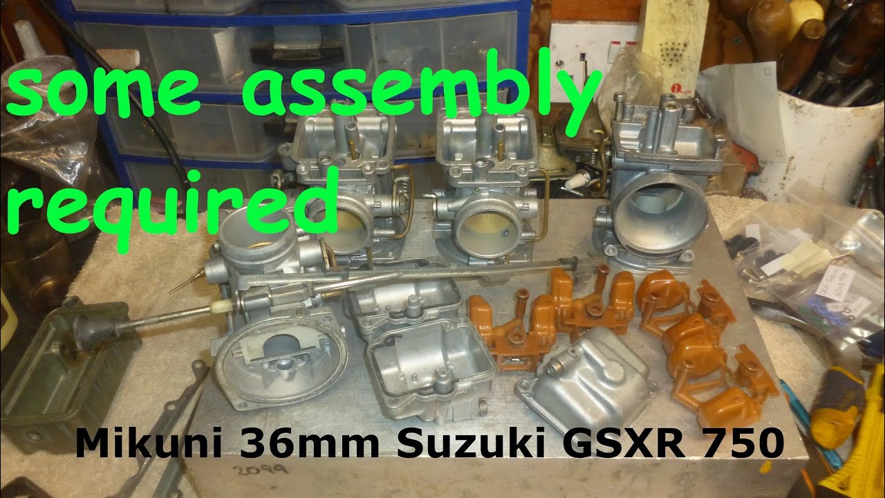Mikuni 36mm carburettor set for a Suzuki GSXR 750. Full Assembly process.