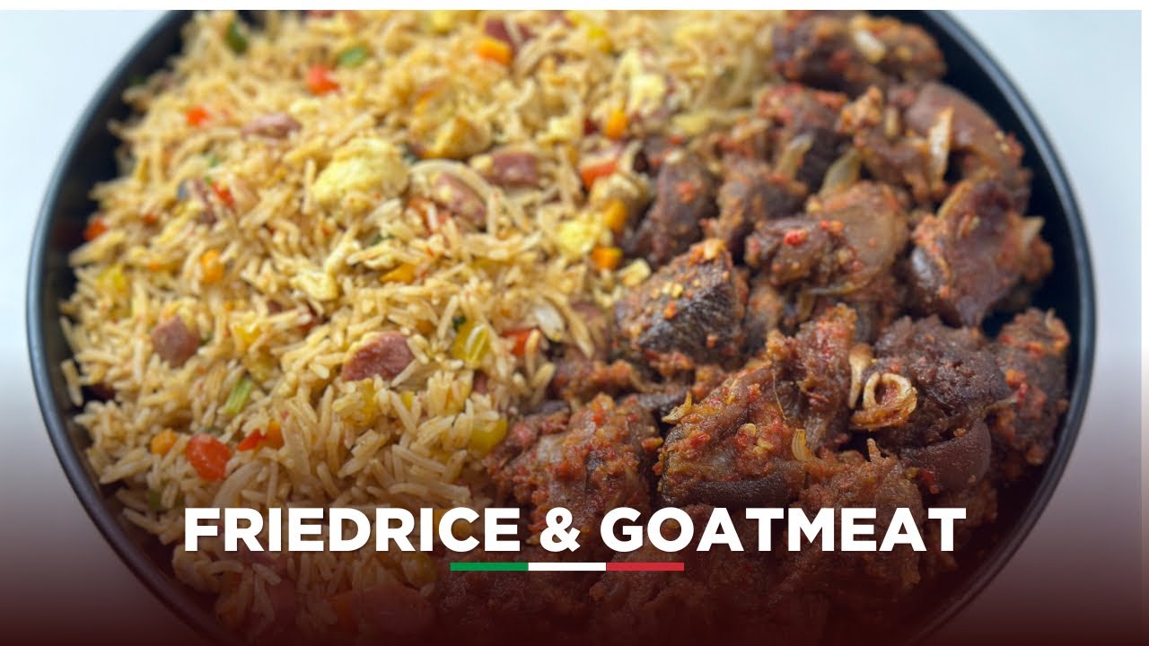 HOW TO MAKE THE BEST FRIEDRICE WITH PEPPERED GOAT MEAT