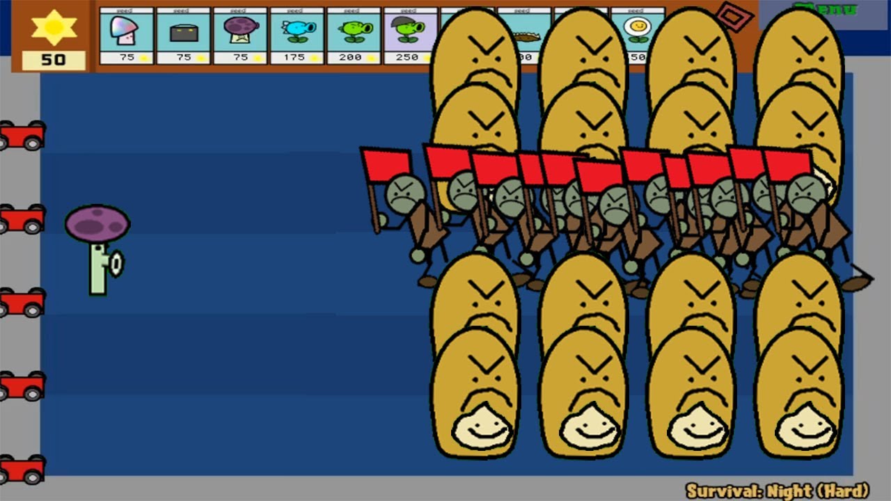 Scaredy-shroom vs Garlic vs Conehead Zombies - Plants vs Zombies Epic Hack (Paint Pack Version)