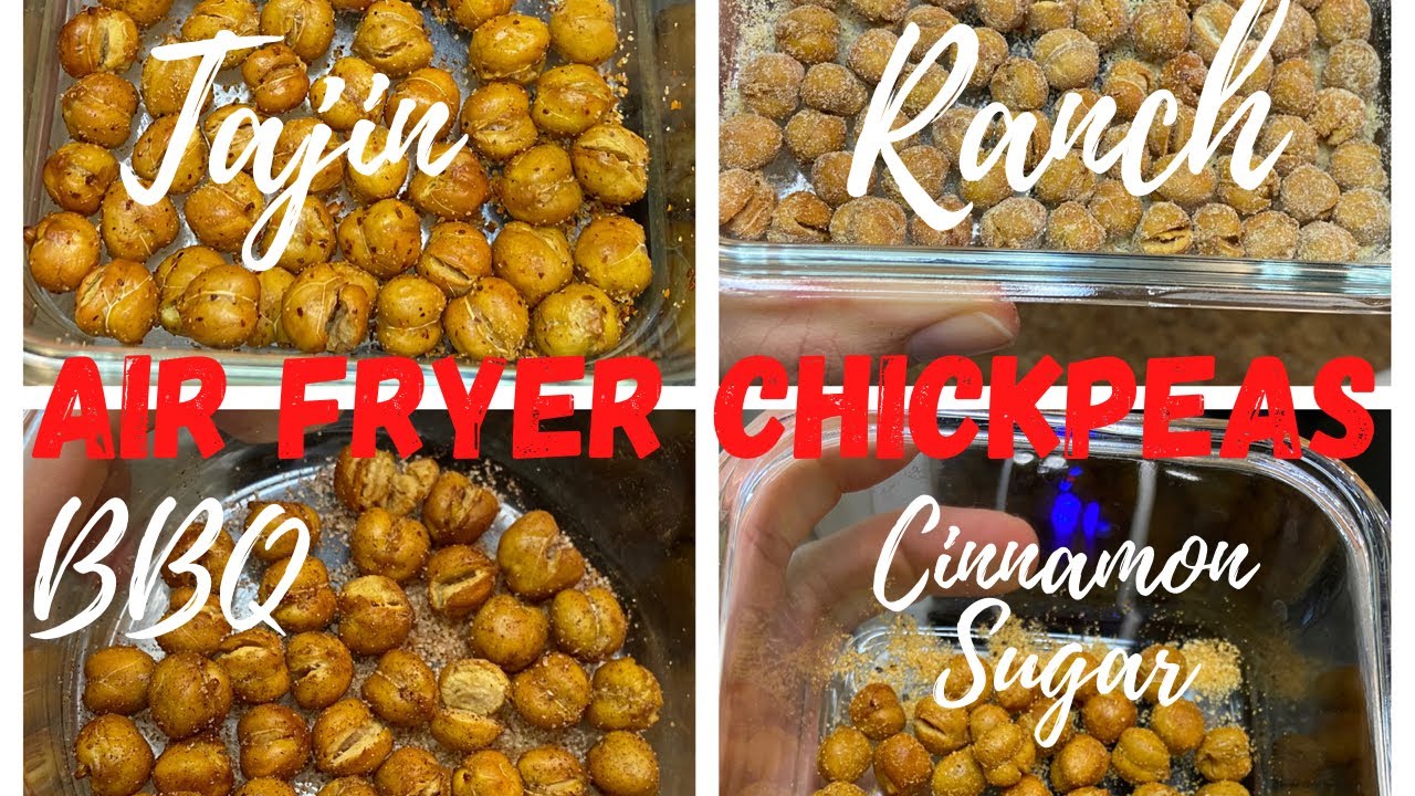 AIR FRYER CHICKPEAS 4 WAYS! HONEY BBQ, TAJIN, RANCH, CINNAMON SUGAR!