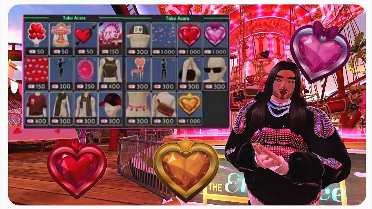New heart badges and items in the latest Avakin Life event.” 💖✨