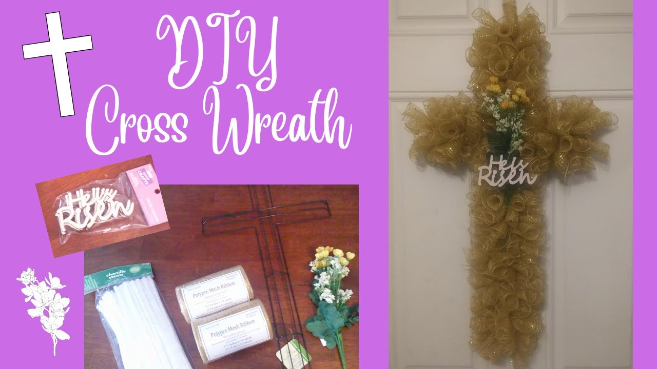 DIY Cross Wreath with Deco Mesh - March 2023