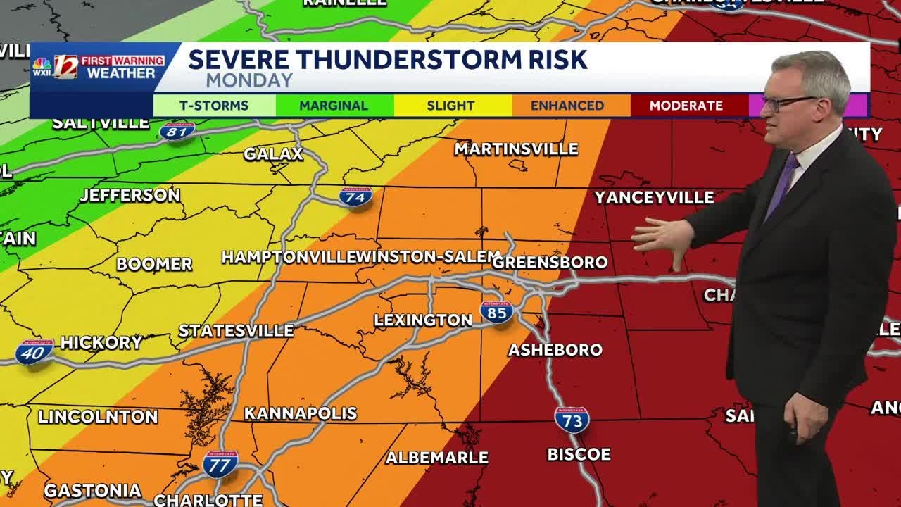 North Carolina under a significant risk for severe weather Monday