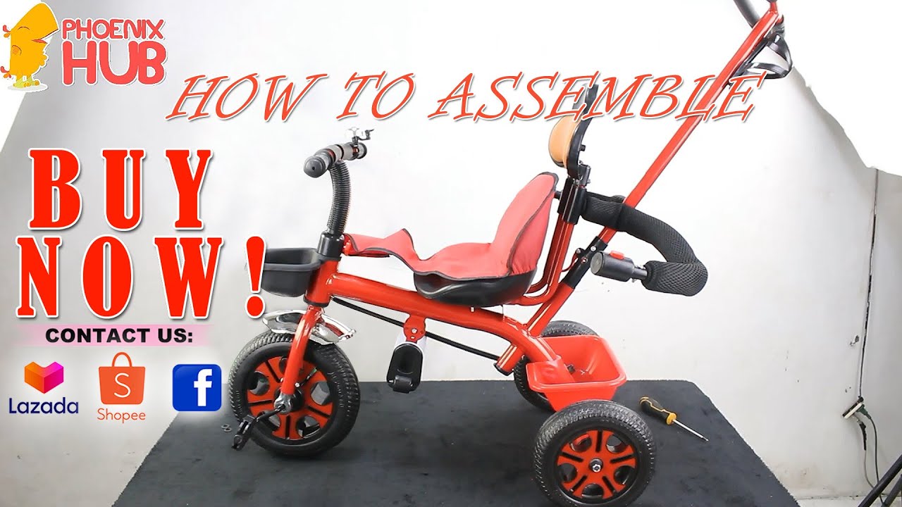 Phoenix Hub 106 3in1 Ride On Stroller Bike Handle 3 Wheels Tricycle Bike Hand Push Bike Ride Bikes