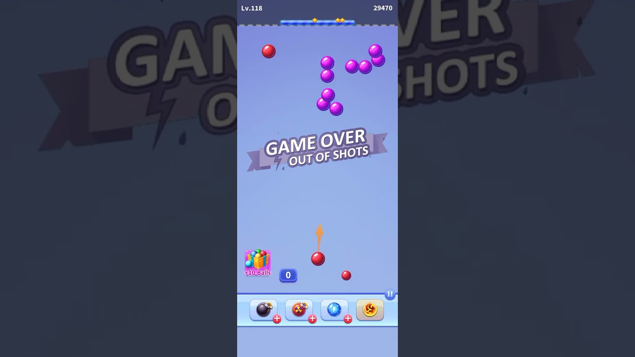 Bubbles game 118 to 119 level finish in one time 