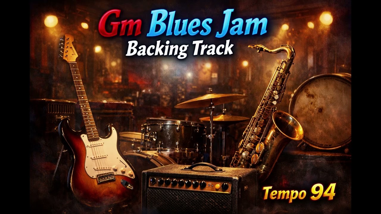Gm Blues Backing Track | 94 BPM | Guitar Practice