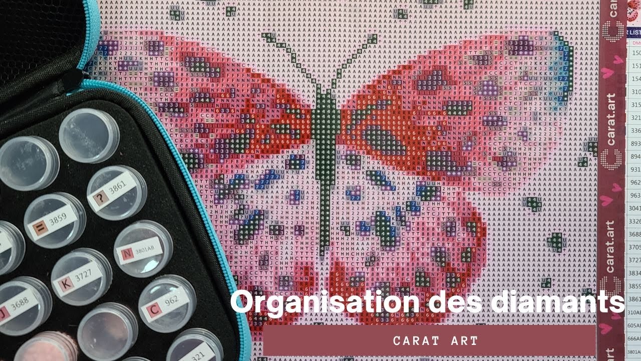 Unboxing, organisation des diamants et préparation du diamond painting Butterfly - red de Carat Art