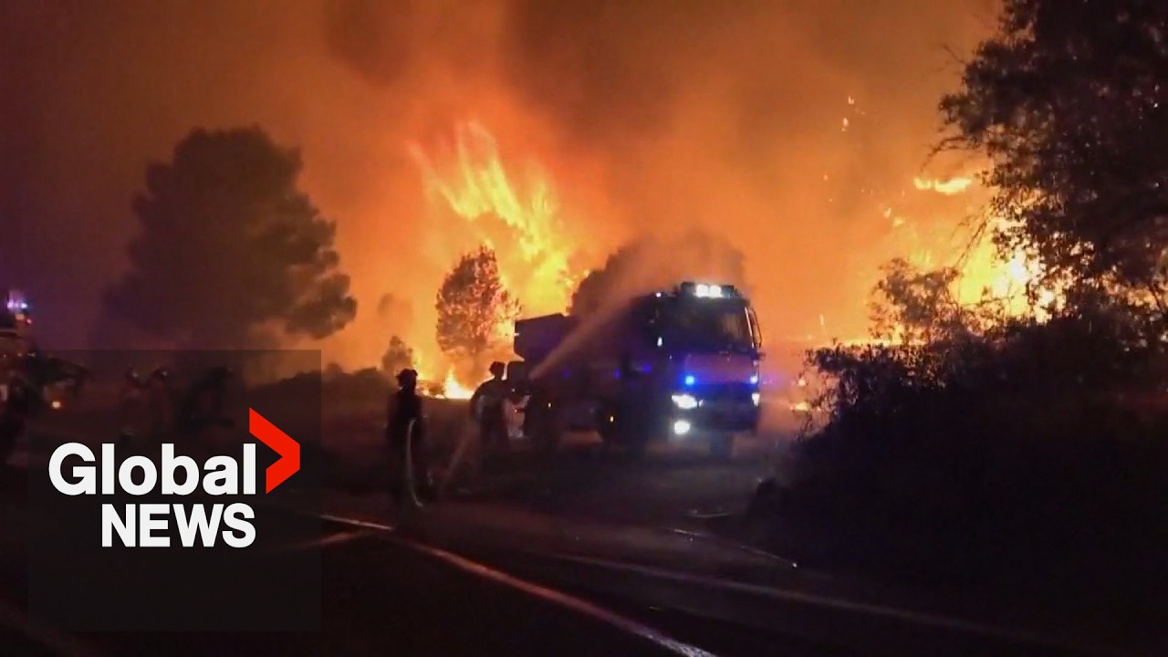 Raging wildfires in France and Spain force hundreds of thousands of evacuations