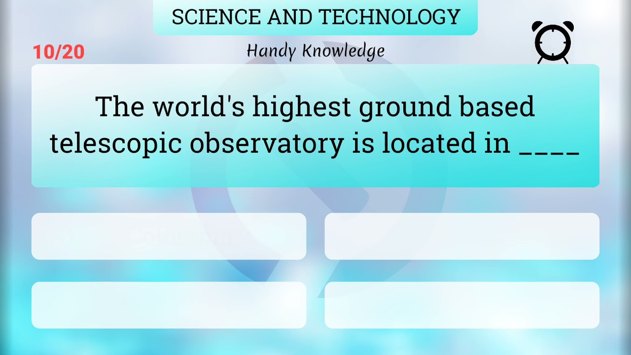 Quiz On Science and Technology | 20 Questions And Answers In English | General knowledge