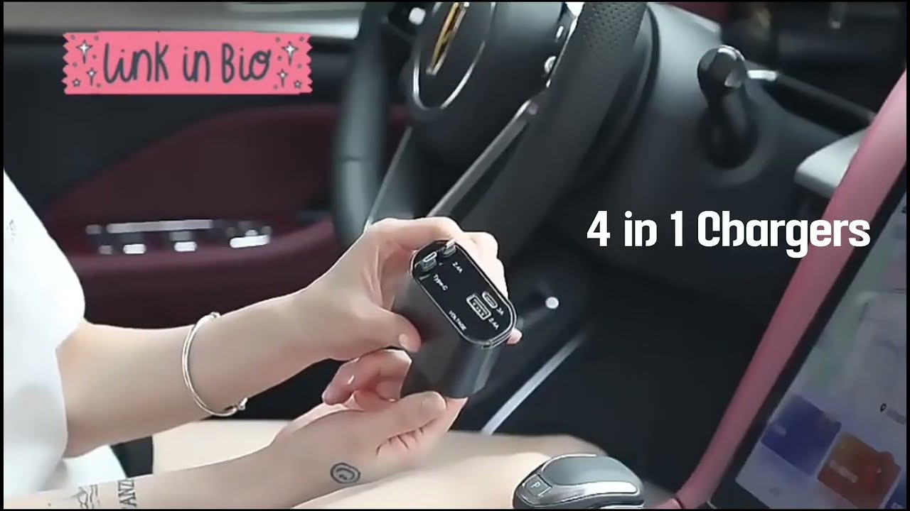 🚗✨ Super Fast Charge on the Go! 100W 4-in-1 Retractable Car Charger ⚡📲 #FastCharge #TechEssentials