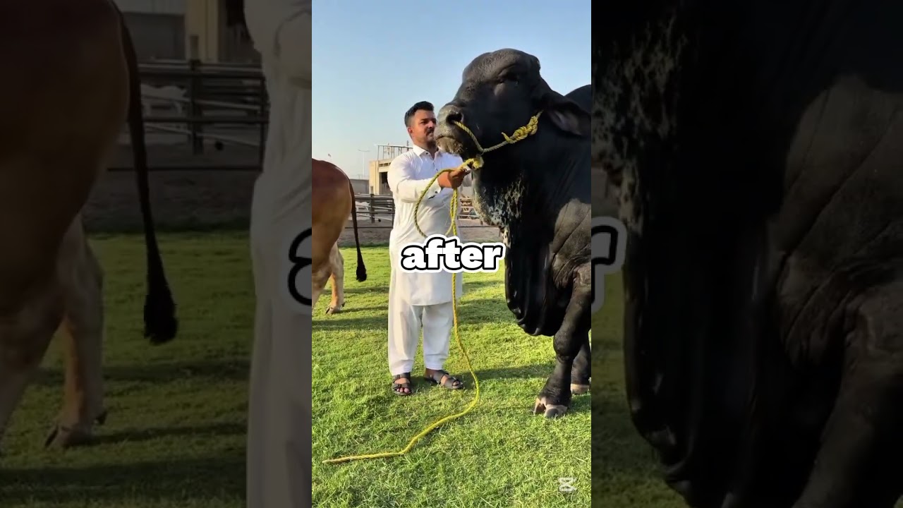 Before & After of BURJ from KK Farms&ndash; Pakistan&rsquo;s Most Biggest Black Bull | A.A CATTLES #biggestbull