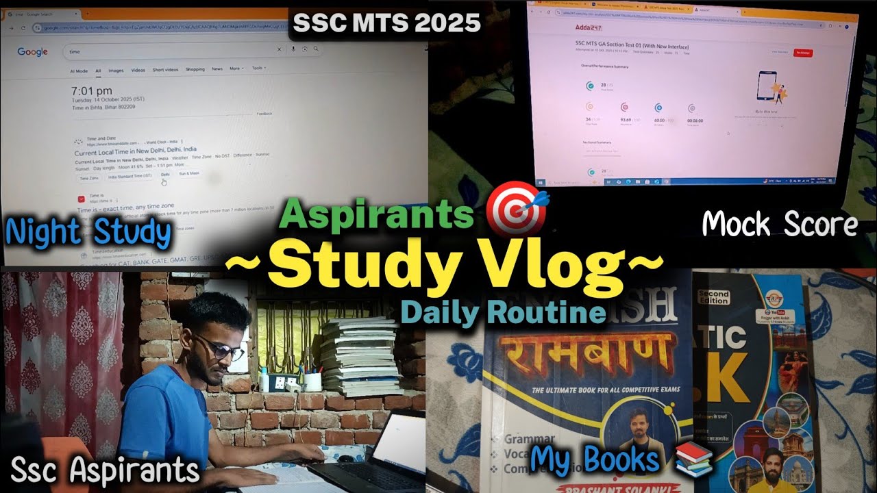 SSC MTS 2025 Preparation Strategy | Daily Study Vlog & Target 🎯🔥 #ssc #sscmts #studyroutine 