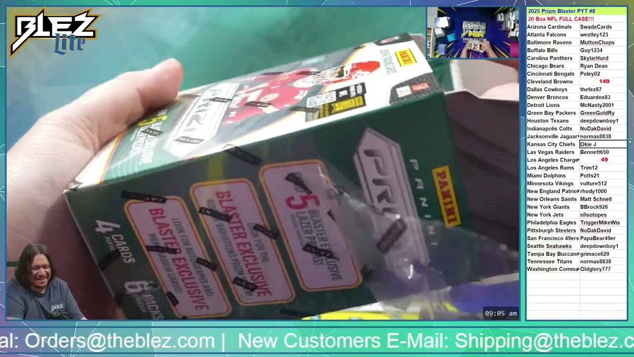 2025 Panini Prizm Blasters NFL 20 Box Case Break #8 Pick Your Team