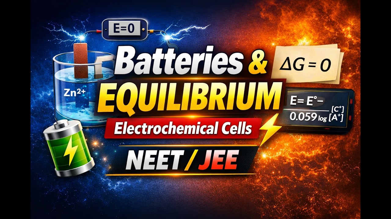 Electrochemical Cells: Batteries, EMF & Equilibrium Explained 🔋| NEET 2026
