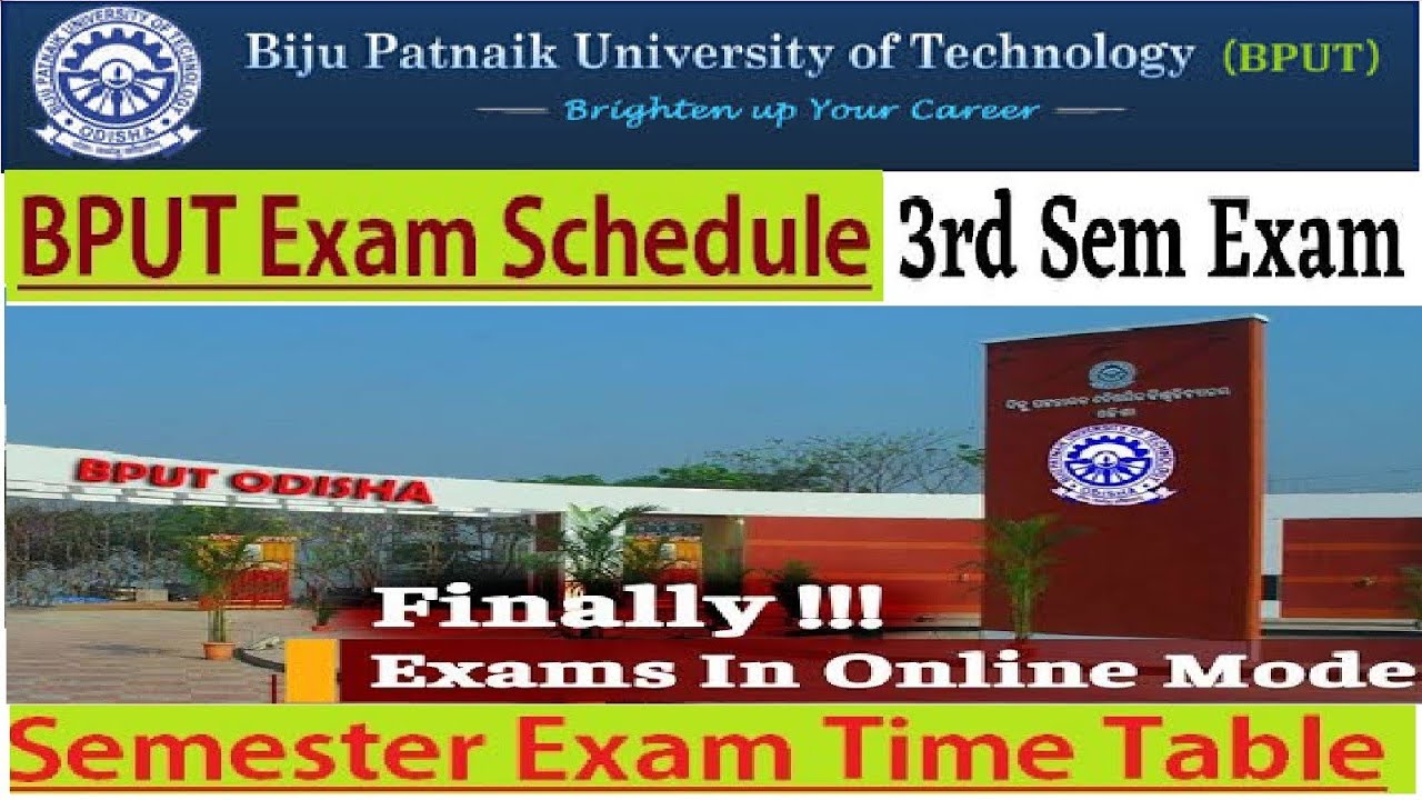 BPUT EXAM SCHEDULE|3rd SEM EXAM|TIME TABLE |EXAM IN ONLINE MODE