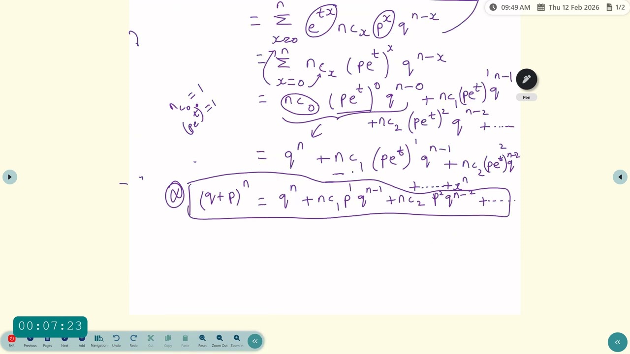 Binomial Distribution MGF Mean Variance  Dr K Kannaki