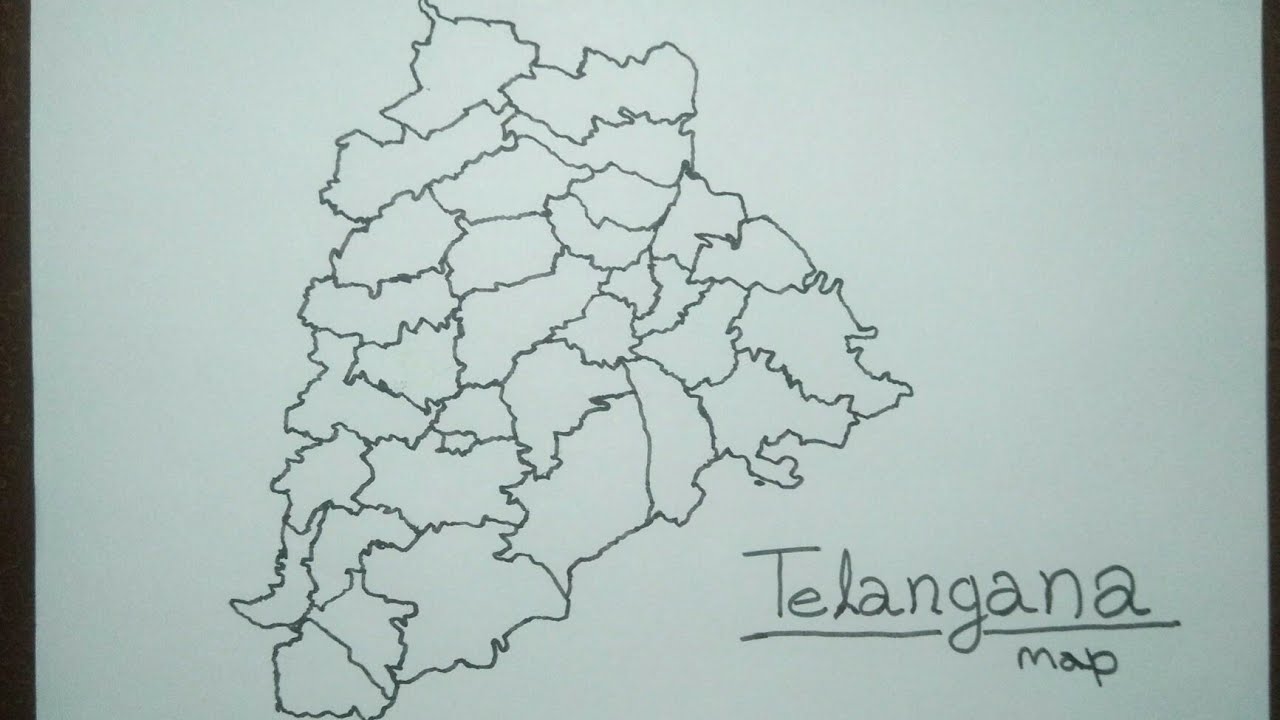 Telangana Map with District || How to draw Telangana map