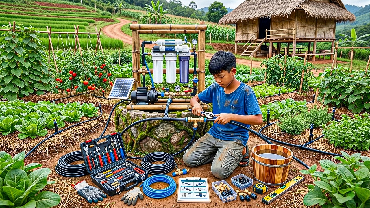 Country Life: Orphan Boy Building a Garden Irrigation System After a Long Drought