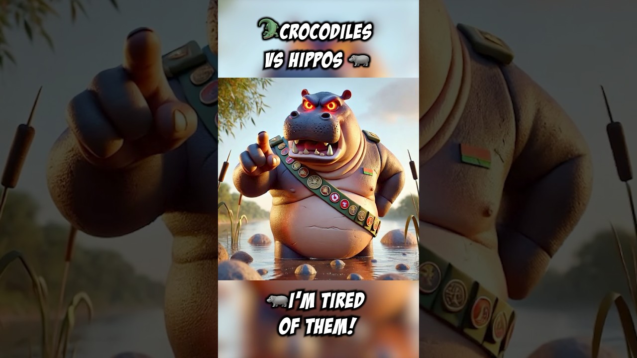 🐊Crocodiles vs Hippos 🦛 #ai#aigenerated#cartoon#epic#battle#crocodile#hippo