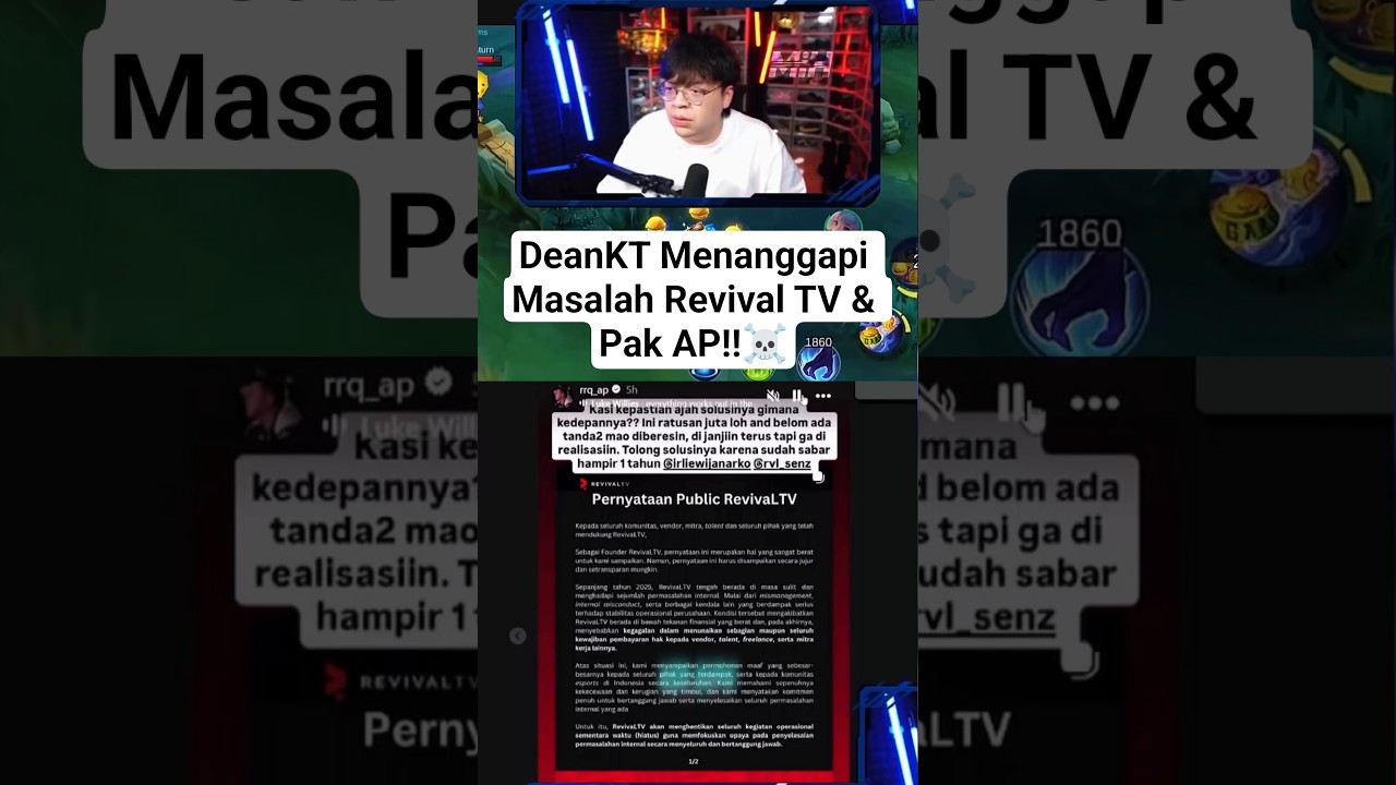 DeanKT Menanggapi Masalah Revival TV & Pak AP‼️☠️ #deankt #revivaltv #pakap #foryou #mlbbshorts
