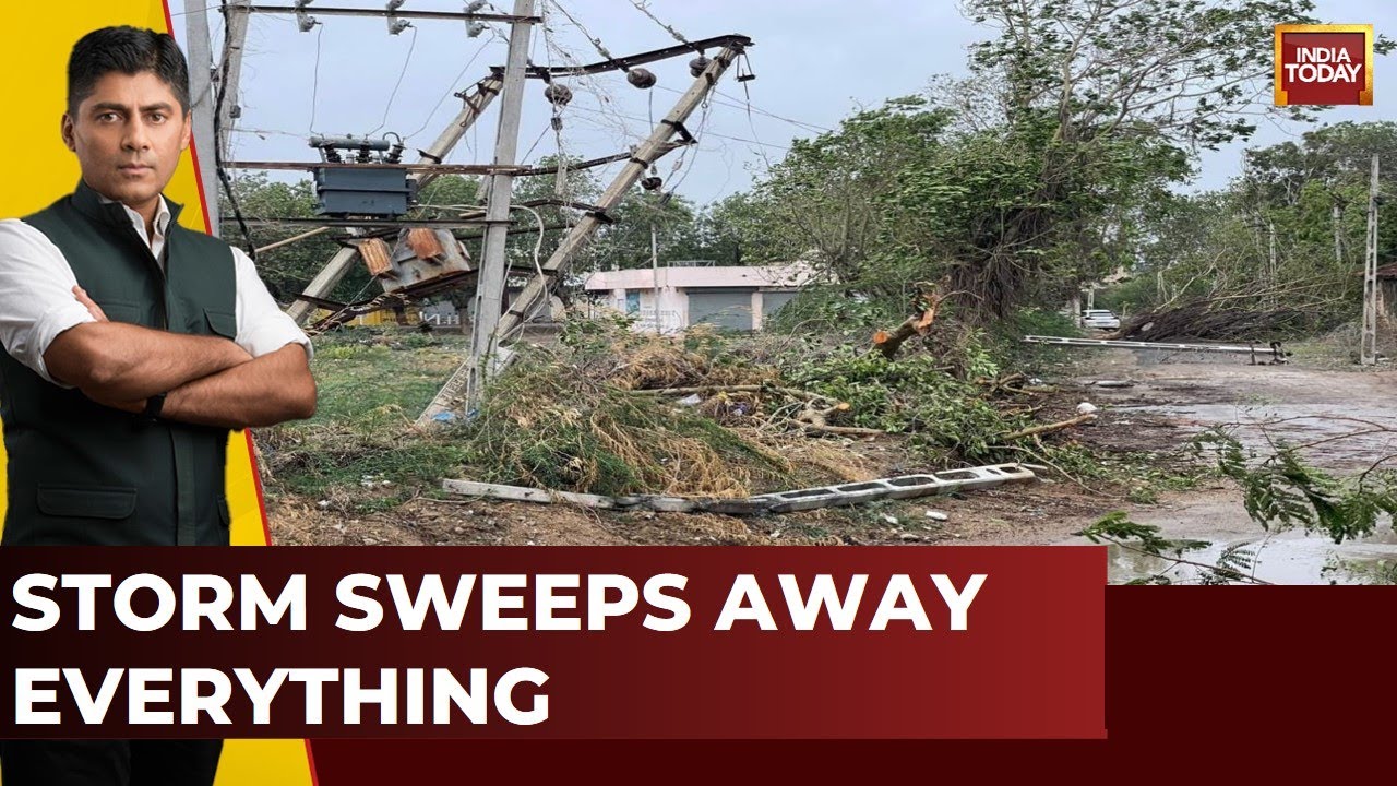 Biparjoy Landfall: Electric Poles And Hoardings Fall | Wind Speed As High As 130 KM Per Hour