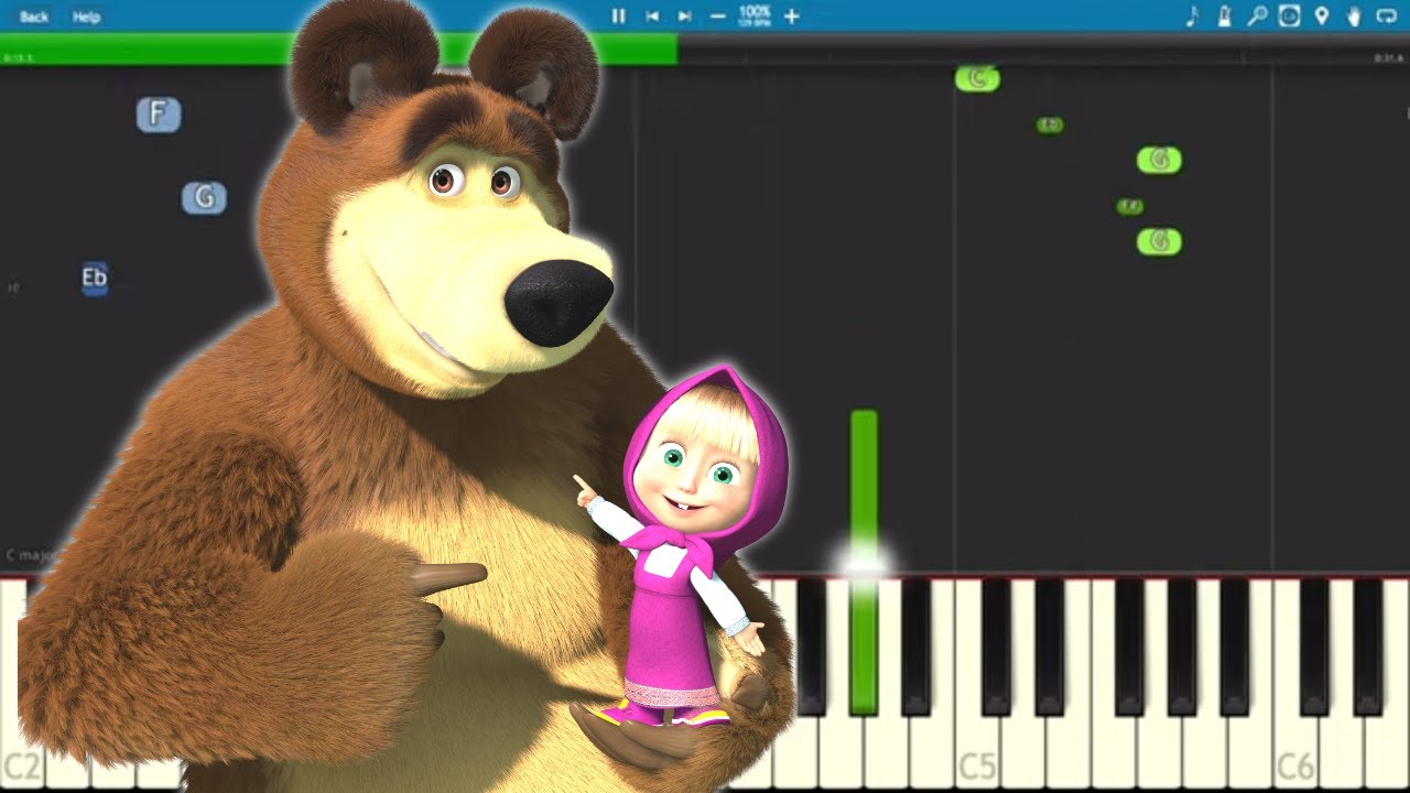 Masha and the Bear - EASY Piano Tutorial