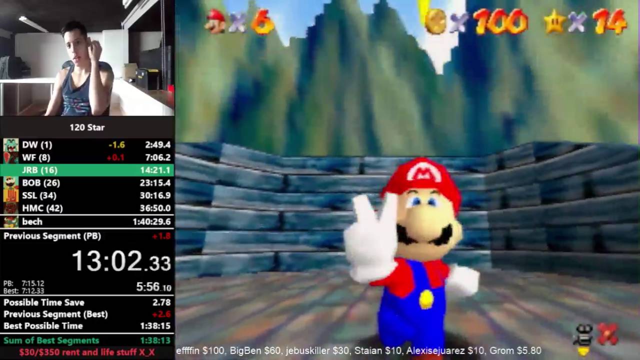 [Old WR] SM64 120 star speedrun in 1:40:12