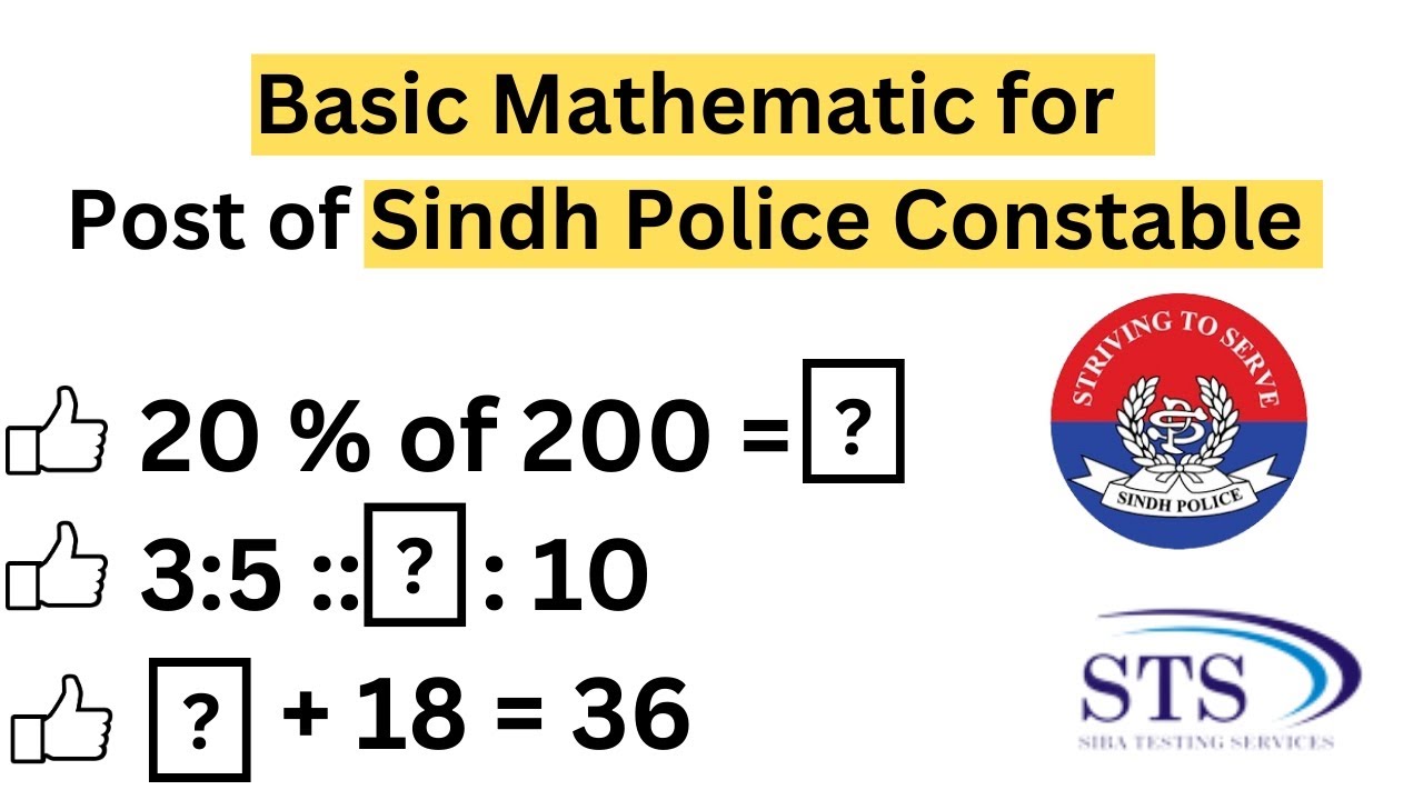 Simple Mathematic | Statement, series and ratio problem | mathematics for Sindh police constable