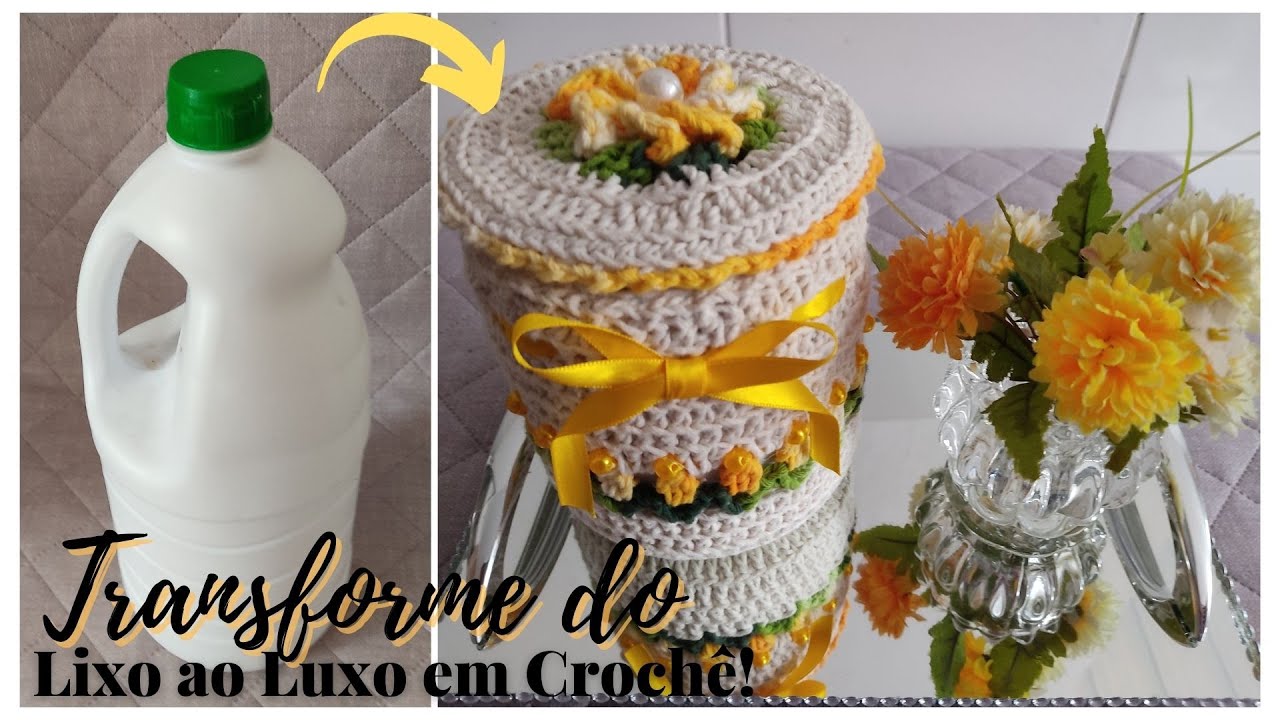 Porta papel higiênico em crochê - Reciclando Garrafa
