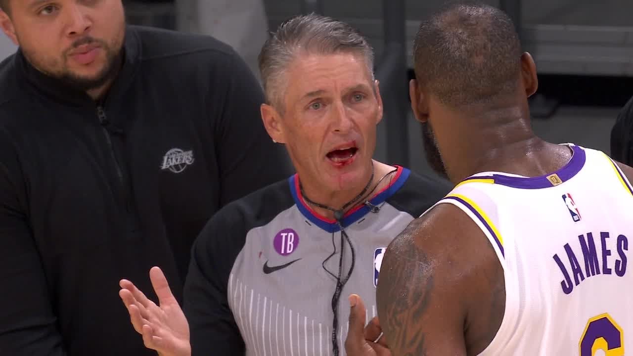 What Scott Foster said after LeBron ran into him | NBA on ESPN