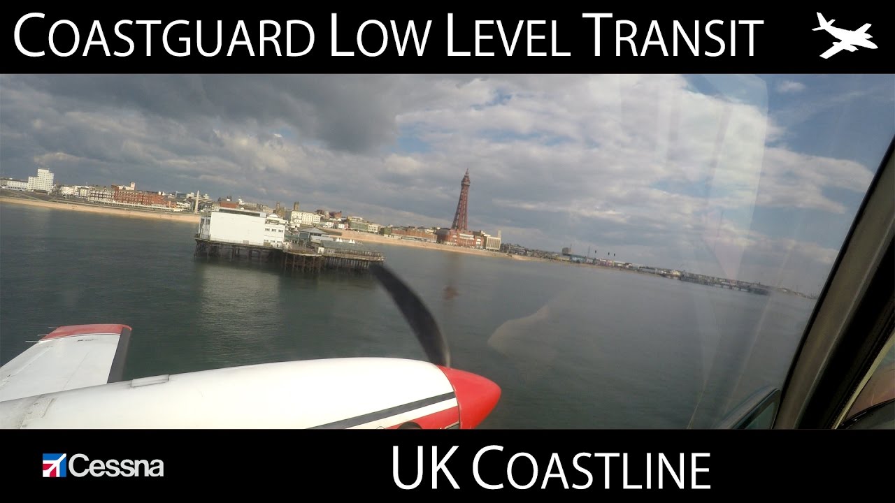 Coastguard Low Level Aircraft Transit - UK (4K)