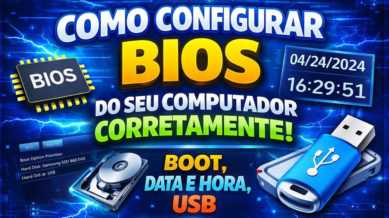 Como Configurar a BIOS do seu Computador CORRETAMENTE (boot, data e hora, USB)