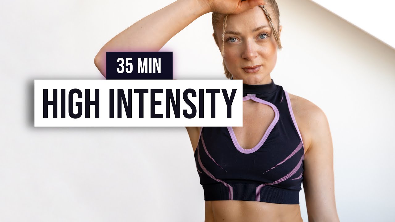 DAY 8: 35 MIN HIIT Home Workout (LEVEL UP 2.0 CHALLENGE), super sweaty 💦