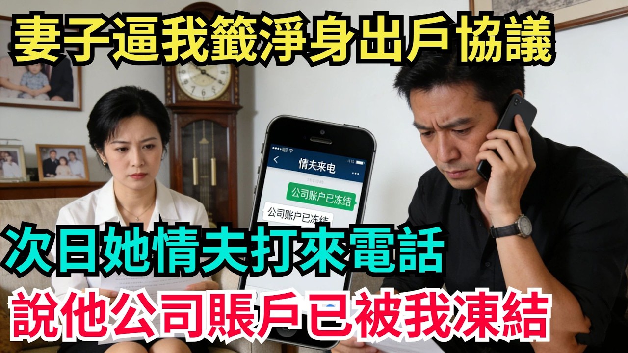 妻子逼我簽淨身出戶協議，次日她情夫打來電話，說他公司賬戶已被我凍結。【阿文情感】#男頻小說#故事#情感#都市#小說#爽文