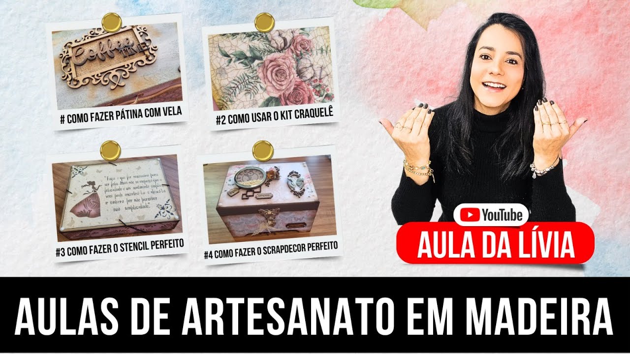 Aulas de artesanato em madeira grátis com Lívia Fiorelli