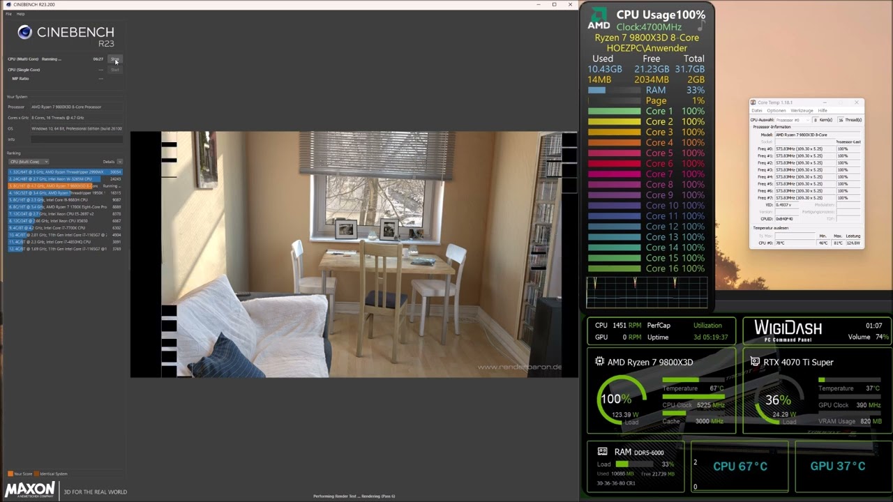AMD Ryzen 7 9800X3D & Endorfy Fortis 5 - Cinebench R23