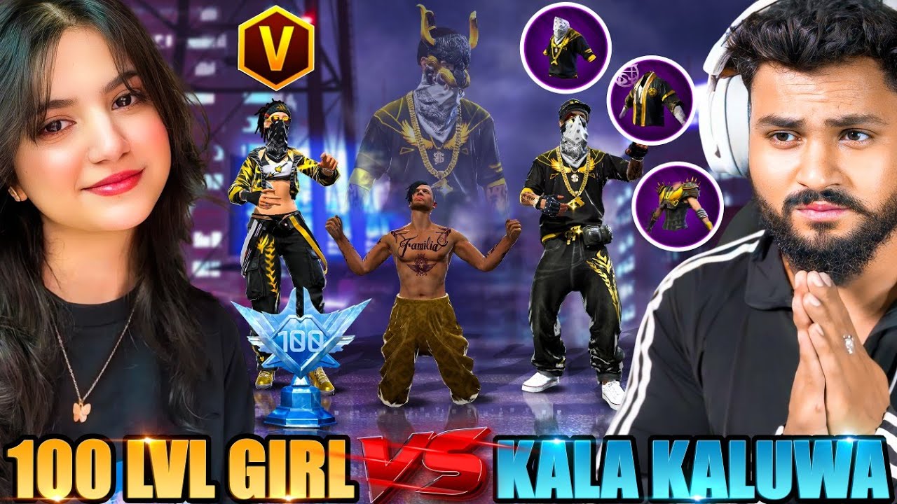 100 Lvl. Girl Streamer X Golden HipHop Vs Kala Kaluwa in BR Rank आजा Golden Hiphop 1 vs 8 में !! 😤