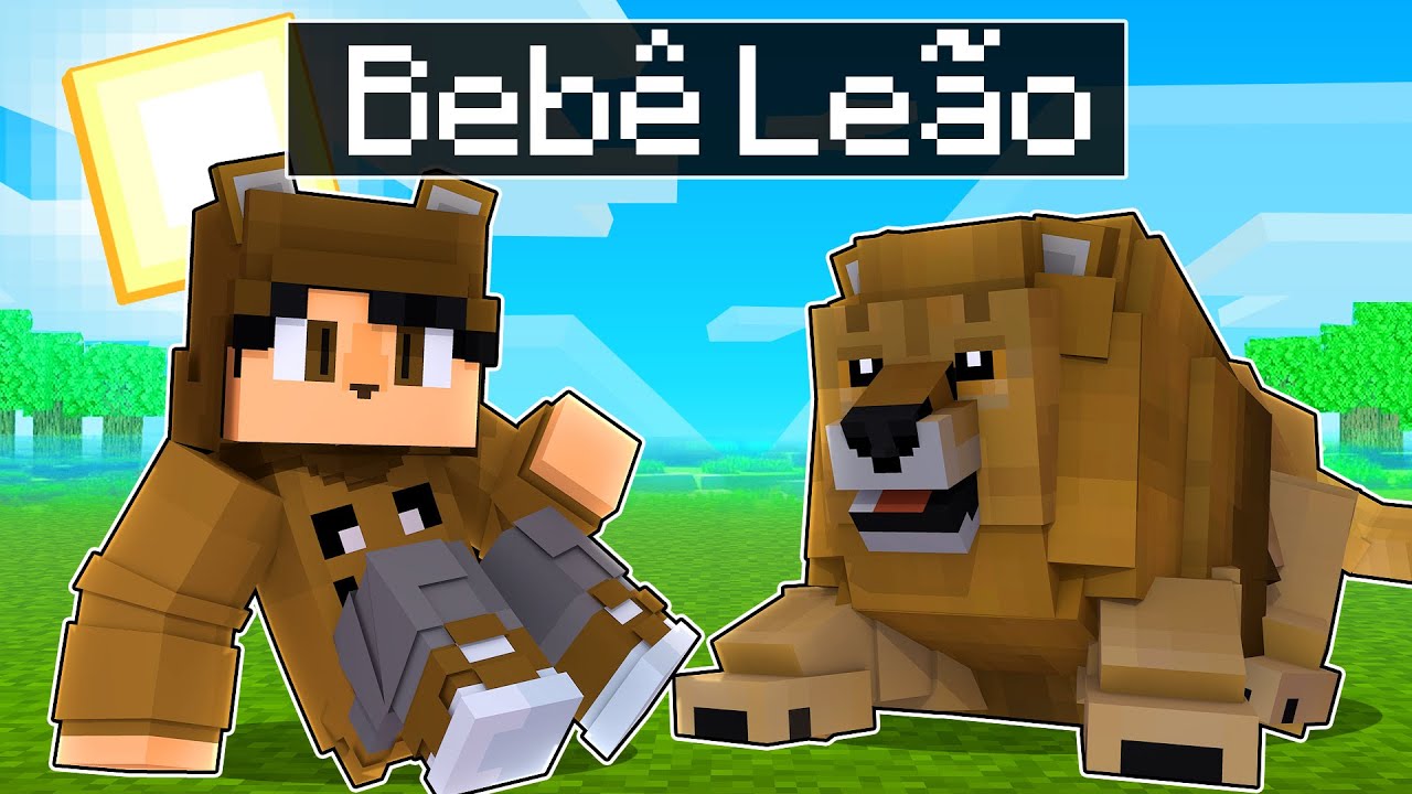 NASCI como um BEBÊ LEÃO no Minecraft