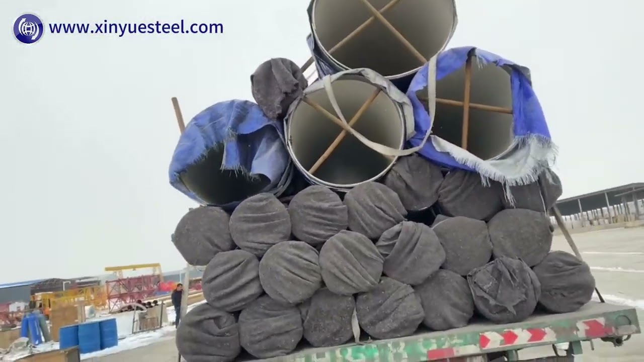 A new batch of products is shipped, tightly packaged to protect the steel pipes