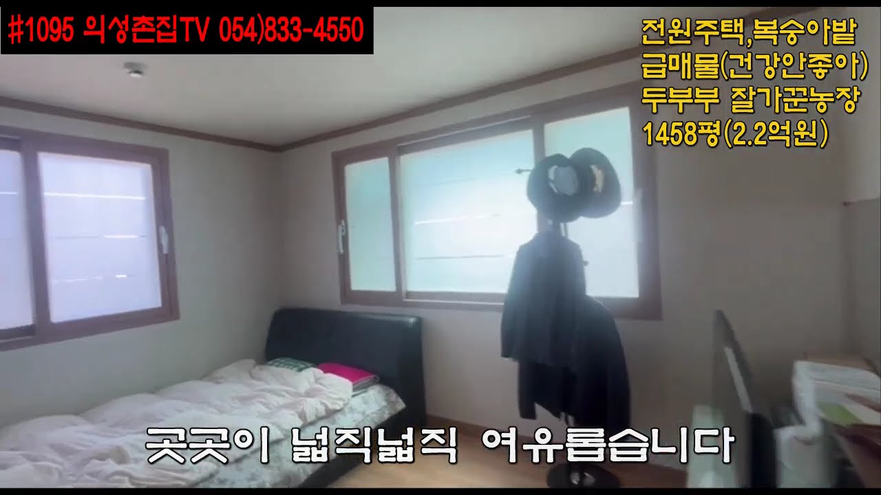 #1095 의성촌집TV 시세반값!! 확트인 남향 신축전원주택 복숭아밭 1458평 몽땅2.2억 급매건 창고2개 지하수관정0 물시설완비 관리상태최상 수확많음 큰농장할분~ #귀농귀촌