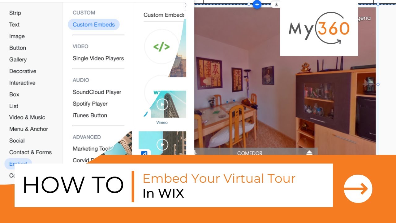 How to Embed Your Virtual Tour on WIX | My360 Virtual Tour Software