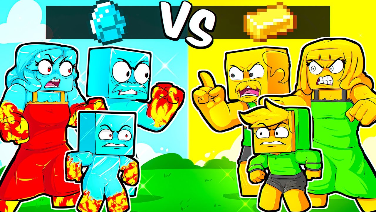FAMÍLIA DE DIAMANTES vs FAMÍLIA DE OURO no MINECRAFT