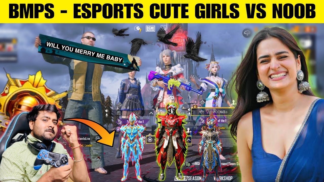 BMPS- ESPORTS CUTE GIRLS CHALLENGE ME FOR REAL FRIENDSHIP🥰😍SHE LOVE NOOB PLAYER | I AM NOOB PRANK