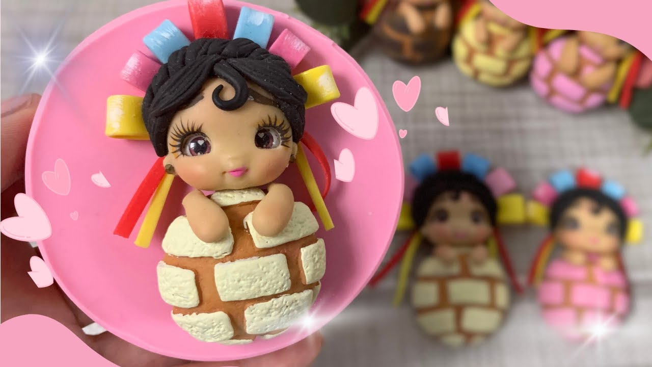 📣FÁCIL!! Centros de moños mexicanos, Muñecas mexicanas en pasta flexible, muñeca Lele en pasta