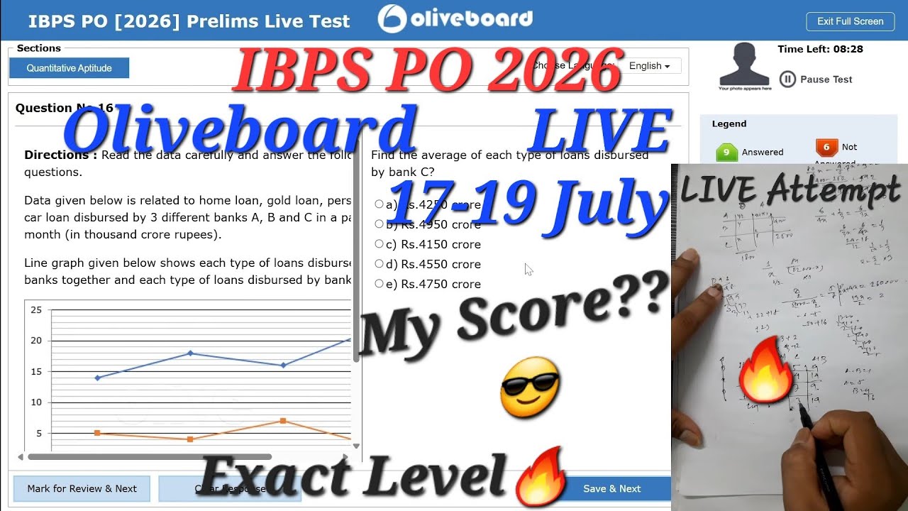 OLIVEBOARD IBPS PO LIVE Mock 17-19 JULY | My SCORE🔥😎| How to Attempt🔥#ibpspo #sbipo
