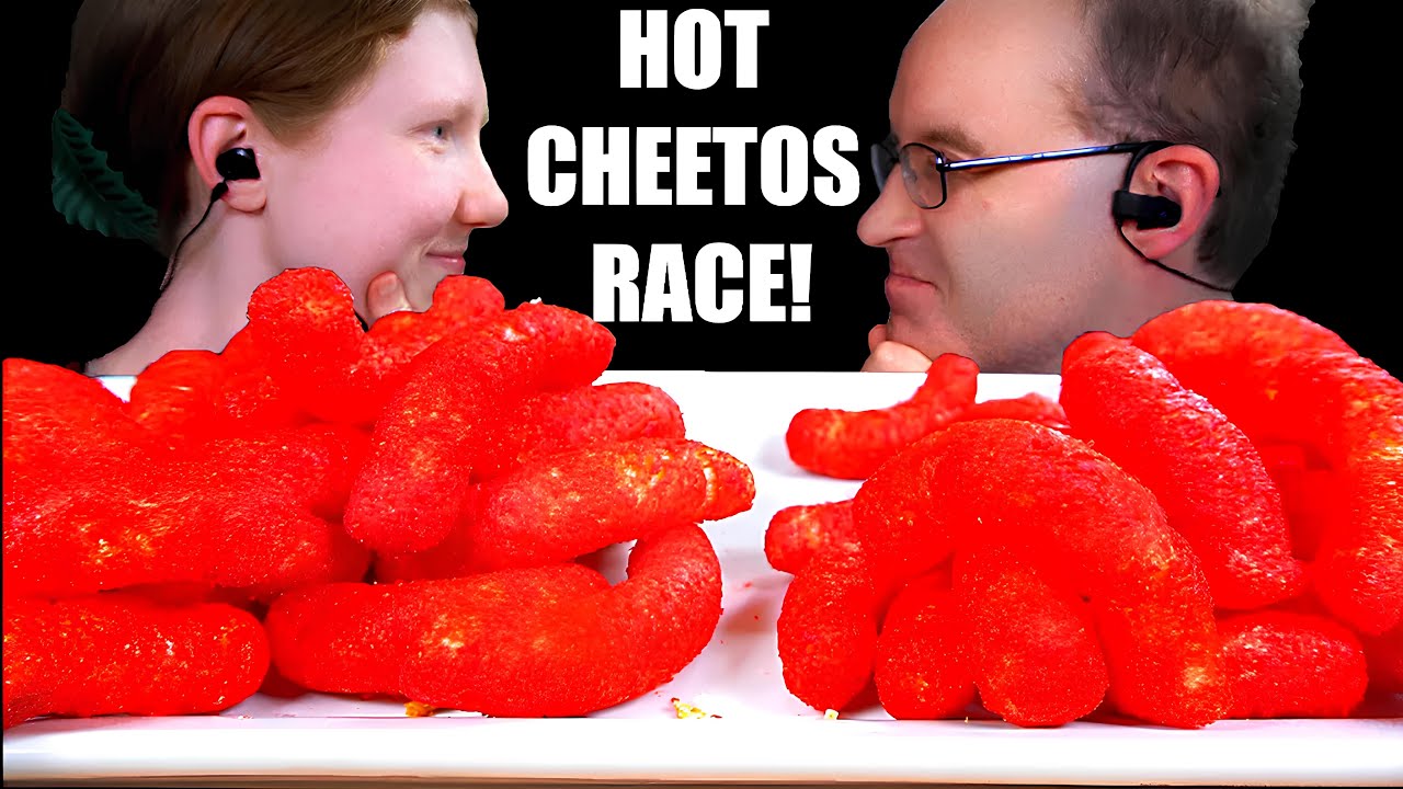 ASMR HOT CHEETOS PUFFS RACE MUKBANG EATING SOUNDS