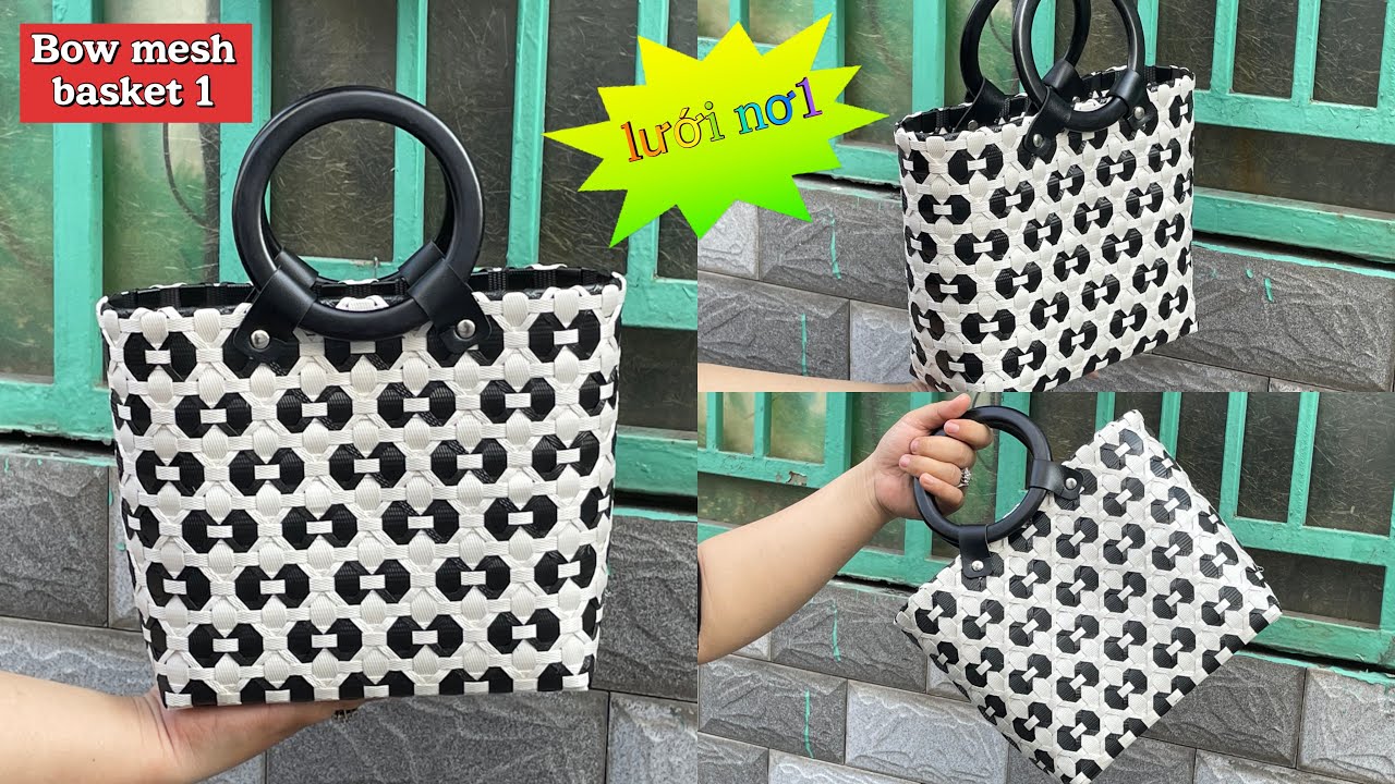 Giỏ Đan dây nhựa , giỏ lưới nơ 1,Bow mesh basket 1
