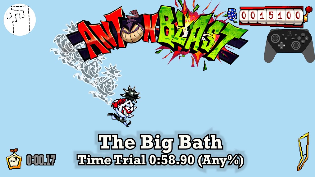 Time Trial 0:58.90 (Any%) | The Big Bath | ANTONBLAST