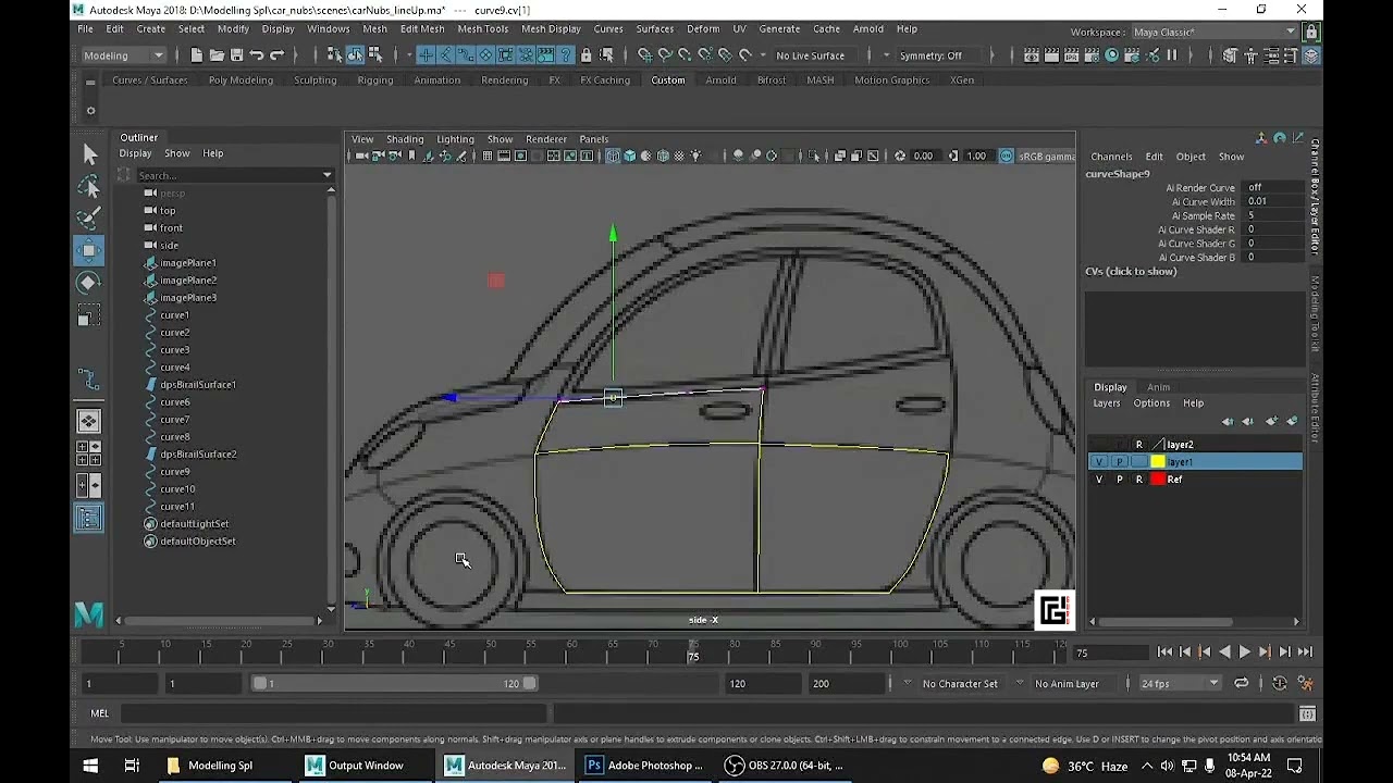 Maya Nurbs Car Modelling Part 1 #mayamodeling #maya #maya2018 #3dmodeling #3danimation #3d #3dcars